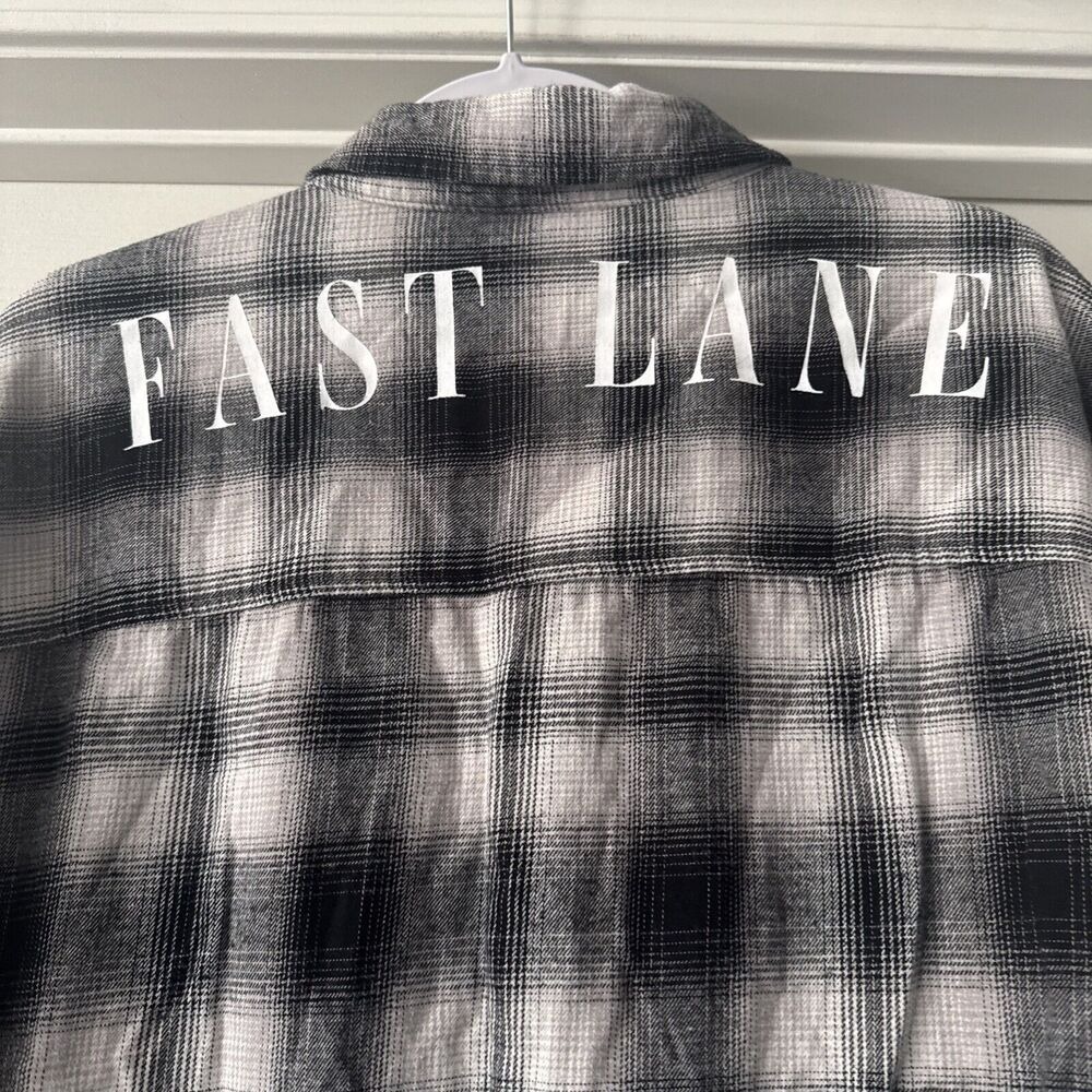 Plaid Flannel Shirt 3XL Embroidered Skull Rose Black White  Long Sleeve Nova Men - Picture 11 of 16